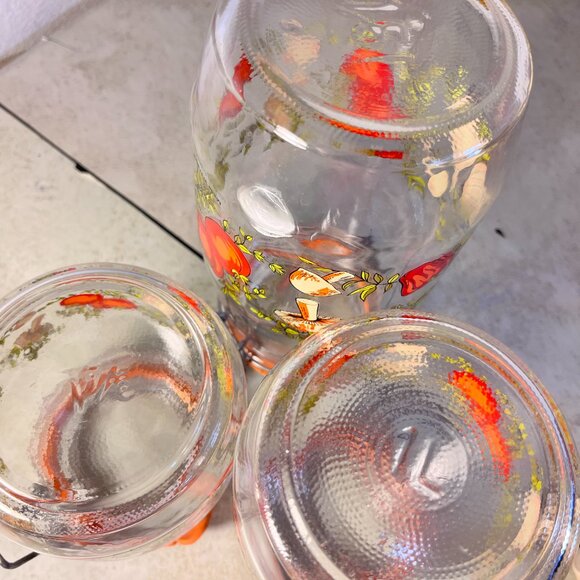 Set of 3 Vintage Wire Bail Glass Canister Jars - Picture 6 of 9